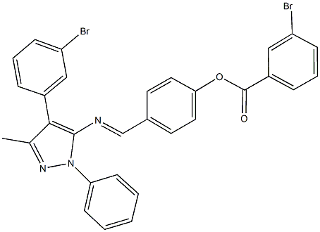 4-({[4-(3-bromophenyl)-3-methyl-1-phenyl-1H-pyrazol-5-yl]imino}methyl)phenyl 3-bromobenzoate Struktur