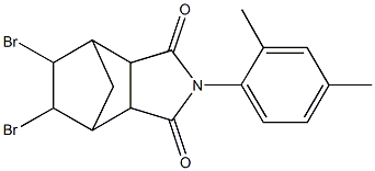 8,9-dibromo-4-(2,4-dimethylphenyl)-4-azatricyclo[5.2.1.0~2,6~]decane-3,5-dione Struktur