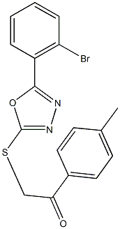 2-{[5-(2-bromophenyl)-1,3,4-oxadiazol-2-yl]thio}-1-(4-methylphenyl)ethanone Struktur