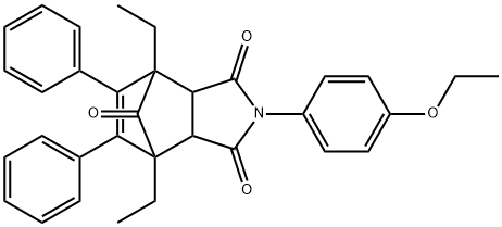 4-(4-ethoxyphenyl)-1,7-diethyl-8,9-diphenyl-4-azatricyclo[5.2.1.0~2,6~]dec-8-ene-3,5,10-trione Struktur