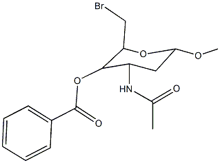 4-(acetylamino)-2-(bromomethyl)-6-methoxytetrahydro-2H-pyran-3-yl benzoate Struktur