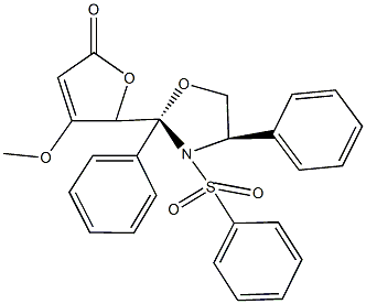 5-[2,4-diphenyl-3-(phenylsulfonyl)-1,3-oxazolidin-2-yl]-4-methoxy-2(5H)-furanone Struktur