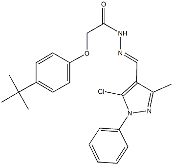 2-(4-tert-butylphenoxy)-N'-[(5-chloro-3-methyl-1-phenyl-1H-pyrazol-4-yl)methylene]acetohydrazide Struktur