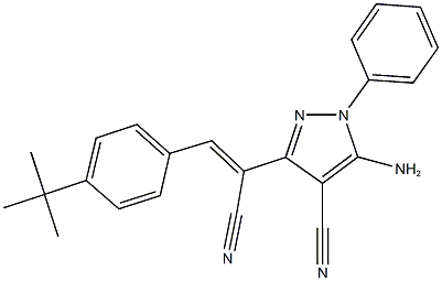 5-amino-3-[2-(4-tert-butylphenyl)-1-cyanovinyl]-1-phenyl-1H-pyrazole-4-carbonitrile Struktur