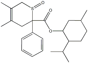 2-isopropyl-5-methylcyclohexyl 4,5-dimethyl-2-phenyl-3,6-dihydro-2H-thiopyran-2-carboxylate 1-oxide Struktur