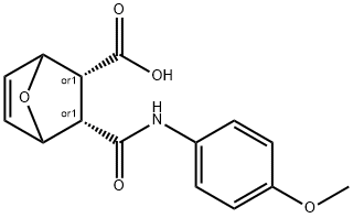 3-[(4-methoxyanilino)carbonyl]-7-oxabicyclo[2.2.1]hept-5-ene-2-carboxylic acid Struktur