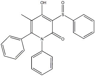 4-hydroxy-5-methyl-1,6-diphenyl-3-(phenylsulfinyl)-2(1H)-pyridinone Struktur