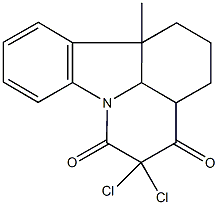 5,5-dichloro-11b-methyl-3,3a,11b,11c-tetrahydro-1H-pyrido[3,2,1-jk]carbazole-4,6(2H,5H)-dione Struktur