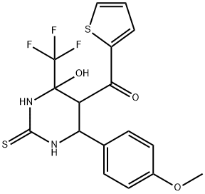 [4-hydroxy-6-(4-methoxyphenyl)-2-thioxo-4-(trifluoromethyl)hexahydro-5-pyrimidinyl](2-thienyl)methanone Struktur