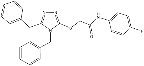 2-[(4,5-dibenzyl-4H-1,2,4-triazol-3-yl)sulfanyl]-N-(4-fluorophenyl)acetamide Struktur