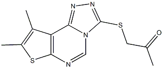 1-[(8,9-dimethylthieno[3,2-e][1,2,4]triazolo[4,3-c]pyrimidin-3-yl)sulfanyl]acetone Struktur