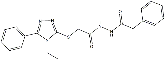 2-[(4-ethyl-5-phenyl-4H-1,2,4-triazol-3-yl)sulfanyl]-N'-(phenylacetyl)acetohydrazide Struktur