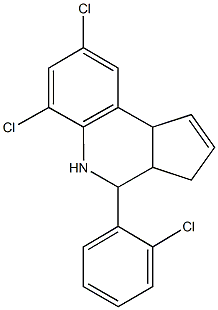 6,8-dichloro-4-(2-chlorophenyl)-3a,4,5,9b-tetrahydro-3H-cyclopenta[c]quinoline Struktur