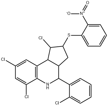 1,6,8-trichloro-4-(2-chlorophenyl)-2-({2-nitrophenyl}sulfanyl)-2,3,3a,4,5,9b-hexahydro-1H-cyclopenta[c]quinoline Struktur