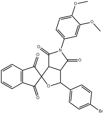 5-[3,4-bis(methyloxy)phenyl]-1-(4-bromophenyl)-1,3-dihydro-1',3',4,6(2'H,3H,5H)-tetraoxospiro(1H-furo[3,4-c]pyrrole-3,2'-[1'H]-indene) Struktur