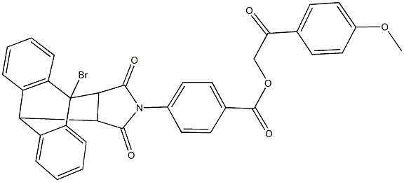 2-(4-methoxyphenyl)-2-oxoethyl 4-(1-bromo-16,18-dioxo-17-azapentacyclo[6.6.5.0~2,7~.0~9,14~.0~15,19~]nonadeca-2,4,6,9,11,13-hexaen-17-yl)benzoate Struktur