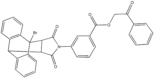 2-oxo-2-phenylethyl 3-(1-bromo-16,18-dioxo-17-azapentacyclo[6.6.5.0~2,7~.0~9,14~.0~15,19~]nonadeca-2,4,6,9,11,13-hexaen-17-yl)benzoate Struktur