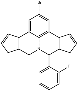 2-bromo-7-(2-fluorophenyl)-3b,6,6a,7,9,9a,10,12a-octahydrocyclopenta[c]cyclopenta[4,5]pyrido[3,2,1-ij]quinoline Struktur