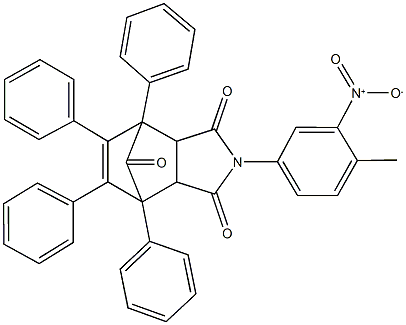 4-{3-nitro-4-methylphenyl}-1,7,8,9-tetraphenyl-4-azatricyclo[5.2.1.0~2,6~]dec-8-ene-3,5,10-trione Struktur