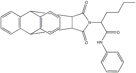 2-(16,18-dioxo-17-azapentacyclo[6.6.5.0~2,7~.0~9,14~.0~15,19~]nonadeca-2,4,6,9,11,13-hexaen-17-yl)-N-phenylhexanamide Struktur