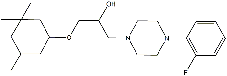 1-[4-(2-fluorophenyl)-1-piperazinyl]-3-[(3,3,5-trimethylcyclohexyl)oxy]-2-propanol Struktur