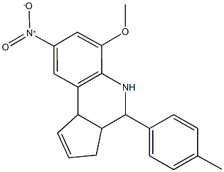 8-nitro-6-methoxy-4-(4-methylphenyl)-3a,4,5,9b-tetrahydro-3H-cyclopenta[c]quinoline Struktur