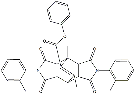 phenyl 1,14-dimethyl-4,10-bis(2-methylphenyl)-3,5,9,11-tetraoxo-4,10-diazatetracyclo[5.5.2.0~2,6~.0~8,12~]tetradec-13-ene-13-carboxylate Struktur