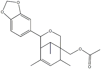 [4-(1,3-benzodioxol-5-yl)-6,8,9-trimethyl-3-oxabicyclo[3.3.1]non-6-en-1-yl]methyl acetate Struktur