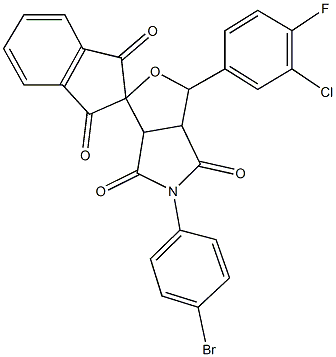 5-(4-bromophenyl)-1-(3-chloro-4-fluorophenyl)-3a,6a-dihydrosprio[1H-furo[3,4-c]pyrrole-3,2'-(1'H)-indene]-1',3',4,6(2'H,3H,5H)-tetrone Struktur