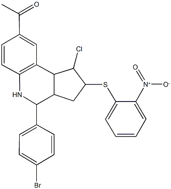 1-[4-(4-bromophenyl)-1-chloro-2-({2-nitrophenyl}sulfanyl)-2,3,3a,4,5,9b-hexahydro-1H-cyclopenta[c]quinolin-8-yl]ethanone Struktur