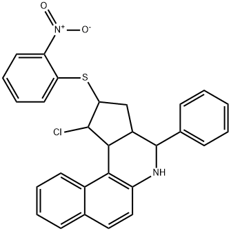 1-chloro-2-({2-nitrophenyl}sulfanyl)-4-phenyl-2,3,3a,4,5,11c-hexahydro-1H-benzo[f]cyclopenta[c]quinoline Struktur