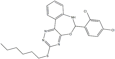 6-(2,4-dichlorophenyl)-3-(hexylsulfanyl)-6,7-dihydro[1,2,4]triazino[5,6-d][3,1]benzoxazepine Struktur