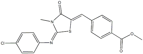 methyl 4-({2-[(4-chlorophenyl)imino]-3-methyl-4-oxo-1,3-thiazolidin-5-ylidene}methyl)benzoate Struktur