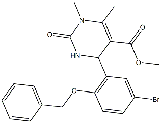 methyl 4-[2-(benzyloxy)-5-bromophenyl]-1,6-dimethyl-2-oxo-1,2,3,4-tetrahydro-5-pyrimidinecarboxylate Struktur