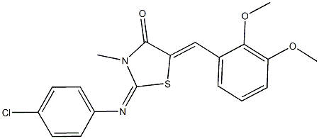 2-[(4-chlorophenyl)imino]-5-(2,3-dimethoxybenzylidene)-3-methyl-1,3-thiazolidin-4-one Struktur