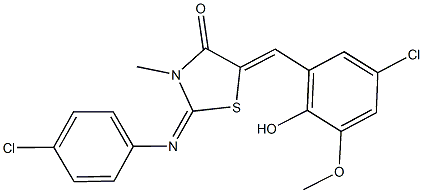 5-(5-chloro-2-hydroxy-3-methoxybenzylidene)-2-[(4-chlorophenyl)imino]-3-methyl-1,3-thiazolidin-4-one Struktur