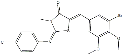 5-(3-bromo-4,5-dimethoxybenzylidene)-2-[(4-chlorophenyl)imino]-3-methyl-1,3-thiazolidin-4-one Struktur