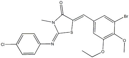 5-(3-bromo-5-ethoxy-4-methoxybenzylidene)-2-[(4-chlorophenyl)imino]-3-methyl-1,3-thiazolidin-4-one Struktur