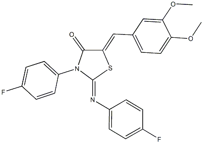 5-(3,4-dimethoxybenzylidene)-3-(4-fluorophenyl)-2-[(4-fluorophenyl)imino]-1,3-thiazolidin-4-one Struktur