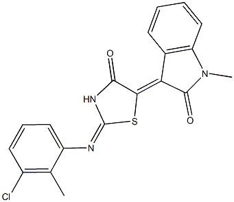 3-{2-[(3-chloro-2-methylphenyl)imino]-4-oxo-1,3-thiazolidin-5-ylidene}-1-methyl-1,3-dihydro-2H-indol-2-one Struktur