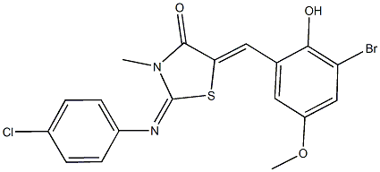 5-(3-bromo-2-hydroxy-5-methoxybenzylidene)-2-[(4-chlorophenyl)imino]-3-methyl-1,3-thiazolidin-4-one Struktur