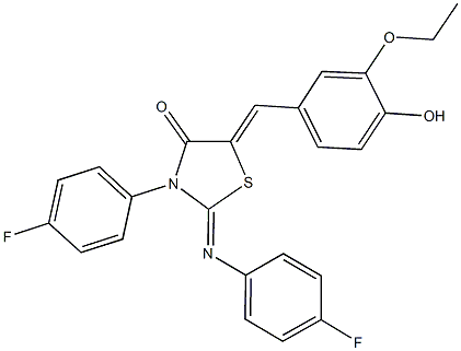 5-(3-ethoxy-4-hydroxybenzylidene)-3-(4-fluorophenyl)-2-[(4-fluorophenyl)imino]-1,3-thiazolidin-4-one Struktur