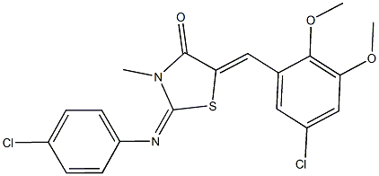 5-(5-chloro-2,3-dimethoxybenzylidene)-2-[(4-chlorophenyl)imino]-3-methyl-1,3-thiazolidin-4-one Struktur