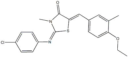 2-[(4-chlorophenyl)imino]-5-(4-ethoxy-3-methylbenzylidene)-3-methyl-1,3-thiazolidin-4-one Struktur