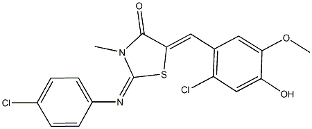 5-(2-chloro-4-hydroxy-5-methoxybenzylidene)-2-[(4-chlorophenyl)imino]-3-methyl-1,3-thiazolidin-4-one Struktur