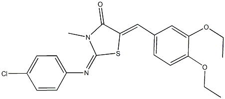 2-[(4-chlorophenyl)imino]-5-(3,4-diethoxybenzylidene)-3-methyl-1,3-thiazolidin-4-one Struktur