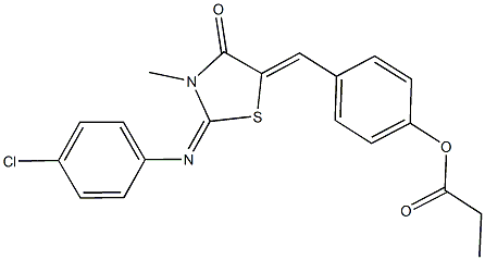 4-({2-[(4-chlorophenyl)imino]-3-methyl-4-oxo-1,3-thiazolidin-5-ylidene}methyl)phenyl propionate Struktur