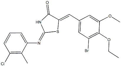 5-(3-bromo-4-ethoxy-5-methoxybenzylidene)-2-[(3-chloro-2-methylphenyl)imino]-1,3-thiazolidin-4-one Struktur