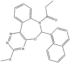 3-(methylsulfanyl)-6-(1-naphthyl)-7-propionyl-6,7-dihydro[1,2,4]triazino[5,6-d][3,1]benzoxazepine Struktur