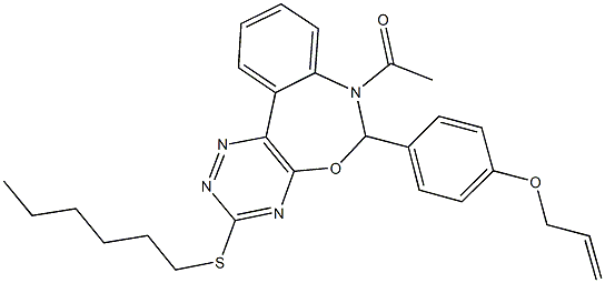 7-acetyl-6-[4-(allyloxy)phenyl]-3-(hexylsulfanyl)-6,7-dihydro[1,2,4]triazino[5,6-d][3,1]benzoxazepine Struktur